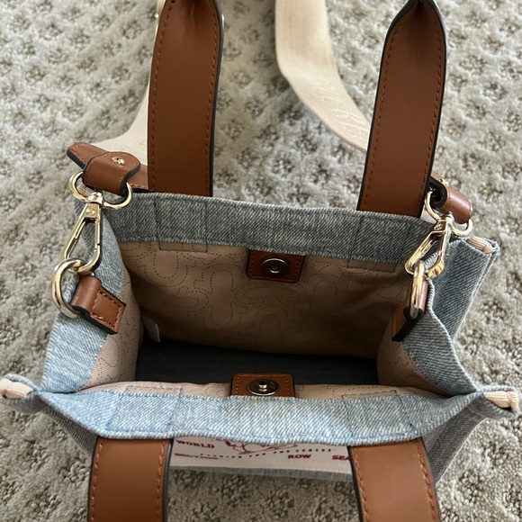 Mini True Religion denim bag with tan straps - Picture 2 of 5